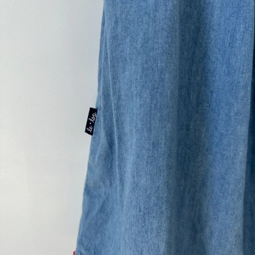 Le Top girl Chambray Pom Pom trim and tassel‎ Dress Size 3T Blue